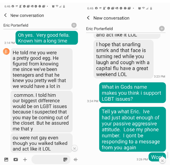 Portfield text message